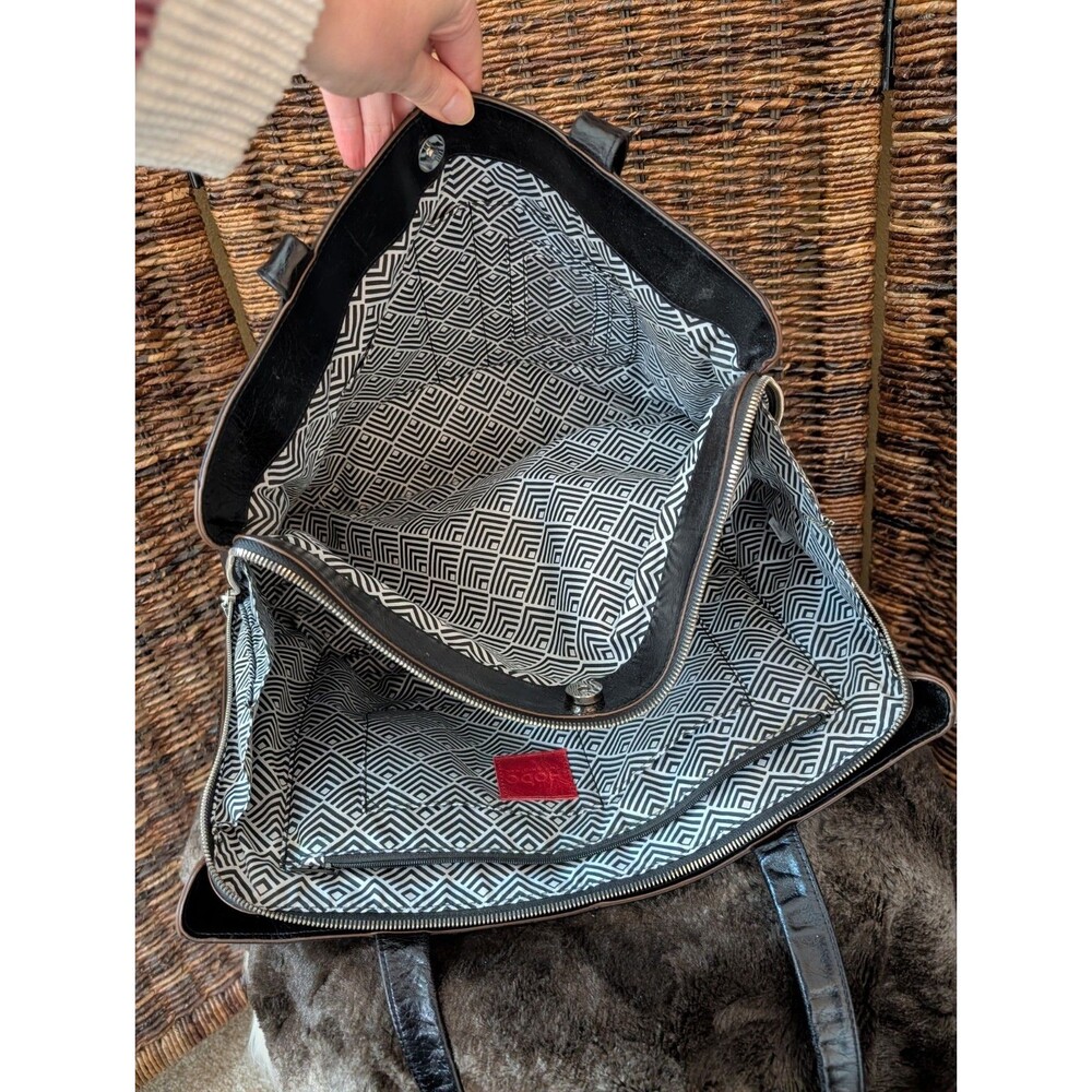 Hobo International Morena Black Leather Shoulder Bag Laptop Tote Y2K Minimalist - Picture 15 of 16